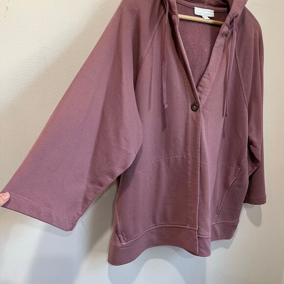 J Jill Pure Jill French Terry Kimono Jacket Organic Cotton Soft Pink Size M - Picture 4 of 8
